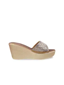 Metro Gold-Toned Embellished Wedge Sandals