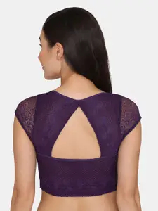 Zivame Purple Floral Underwired Lightly Padded Styled Back Everyday Lace Bra