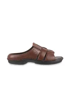 Metro Men Maroon Leather Comfort Sandals