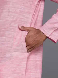 Fabindia Men Pink Pure Cotton Slub Effect Slim Fit Solid Straight Kurta