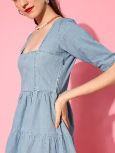 DressBerry Women Stylish Blue Solid Sundress