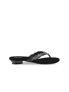 Mochi Black Embellished Block Sandals