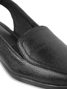 Mochi Black Textured Suede Block Mules Heels