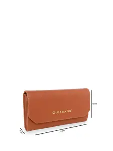 GIORDANO Women Tan & Gold-Toned PU Two Fold Wallet