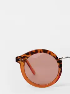Vero Moda Women Black and Orange Round Sunglasses