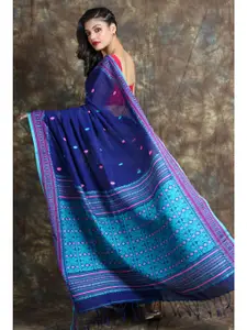 Charukriti Blue & Magenta Woven Design Handloom Saree