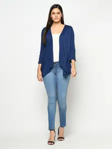 Espresso Women Navy Blue Solid Waterfall Shrug