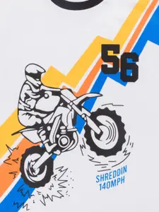 Todd N Teen Boys Pure Cotton White & Black Printed T-shirt with Trousers clothing set Set