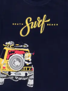 Todd N Teen Boys Navy Blue & Grey Printed T-shirt with Trousers