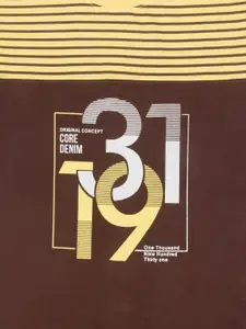 Todd N Teen Boys Yellow & Brown Printed T-shirt with Trousers