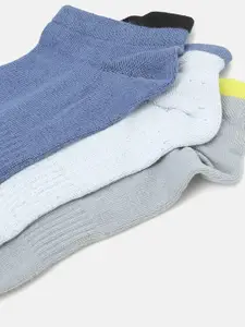 ADIDAS Men White & Blue Pack of 3 Patterned Low Cut Socks