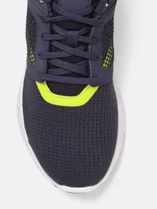 ADIDAS Men Navy Blue & Neon Green Woven Design Floatrise Running Shoes