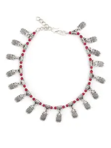 EL REGALO Women Silver-Plated Red Anklets