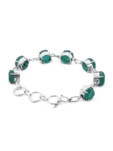 EL REGALO Women Green & Silver-Toned Brass Handcrafted Charm Bracelet
