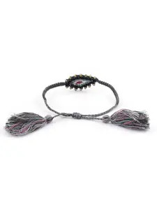 EL REGALO Women Grey & Black Wraparound Handcrafted Bracelet