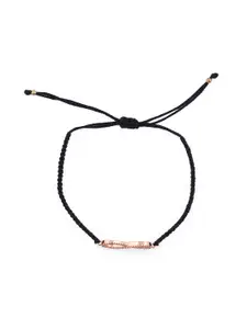 EL REGALO Women Rose Gold-Toned & Black Infinity Symbol Wraparound Bracelet