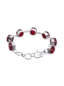 EL REGALO Women Red & Silver-Toned Brass Handcrafted Wraparound Bracelet