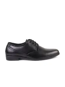 XHUGOY Men Black Solid Leather Derbys