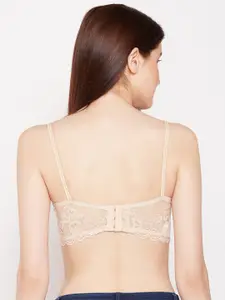 Lebami Beige Floral Lace Lightly Padded Bralette Bra