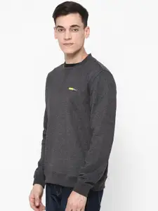 Allen Solly Men Charcoal Grey Pure Cotton Sweatshirt