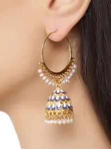 Shining Diva Gold-Plated Contemporary Jhumkas Earrings