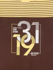 Todd N Teen Boys Yellow & Brown Printed T-shirt with Trousers