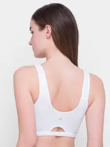 Candyskin White Removable Padding Seamless Dry Fit Training Or Gym Bra