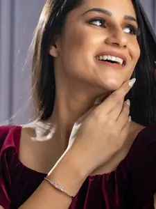 Priyaasi Women Rose-Gold Toned Bangle-Style Bracelet