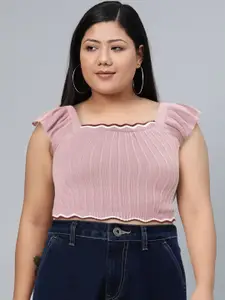 The Roadster Life Co. Cool Mauve Craftcore Retro Optimism Pure Cotton Crop Top