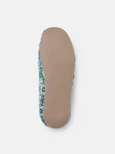 Sangria Girls Sea Green Printed Ethnic Ballerinas Flats