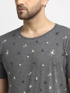 MACK JONNEY Men Set Of 2 Grey & Navy Blue Printed T-shirt