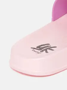 YK Girls Lavender & Pink Butterfly Textured Sliders