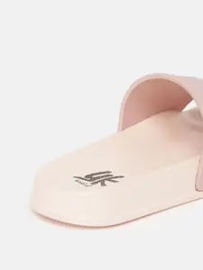 YK Girls Pink & White Dog Textured Sliders