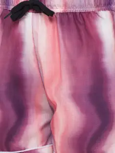 FashionRack Women Purple & Peach Set of 2 Printed Cotton Lounge Shorts