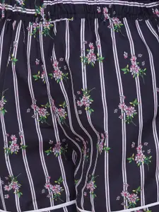 FashionRack Women Beige & Navy Blue Set Of 2 Printed Lounge Shorts