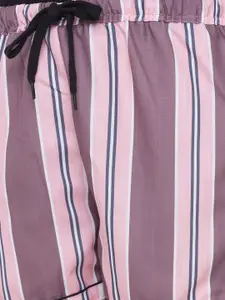 FashionRack Women Pack Of 2 Brown & Pink Printed Lounge Shorts