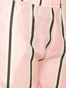 FashionRack Women Pack Of 2 Pink & Purple Striped Cotton Lounge Shorts