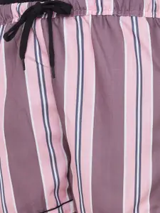 FashionRack Women Set Of 2 Pink & Purple Striped Cotton Lounge Shorts