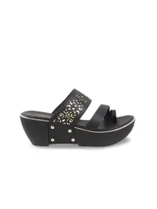 Metro Black Wedge Sandals