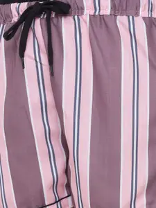 FashionRack Women Pack Of 2 Purple & Pink Printed Lounge Shorts