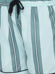 FashionRack Women Pack Of 2 Blue & Green Printed Lounge Shorts