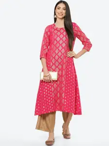 Rangriti Women Fuchsia Ethnic Motifs Printed Kurta