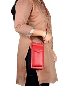 THE CLOWNFISH Siona Red Leather Two Fold Wallet