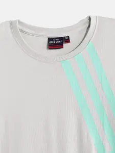 Gini and Jony Boys Grey & Sea Green Graphic Printed Cotton T-shirt