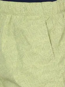 t-base Men Lime Green Printed Regular Shorts