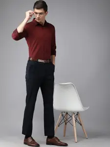 Park Avenue Men Maroon Textured Slim Fit Formal Shirt