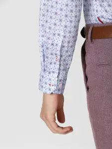 V Dot Men Blue Slim Fit Floral Printed Slim Fit Pure Cotton Casual Shirt