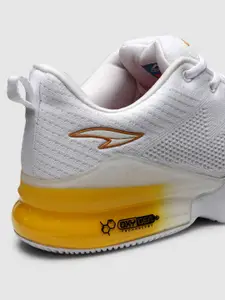 ASIAN Men White & Yellow Mesh Running Non-Marking Shoes