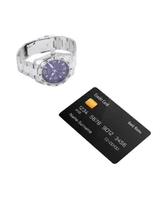 GUESS Men Blue Patterned Dial & Silver Toned Straps Analogue Watch GW0327G1