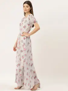 Deewa White Floral Georgette Maxi Dress